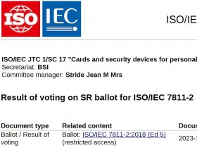 [특집-ISO/IEC JTC 1/SC 17 활동] 33. Result of voting on SR ballot for ISO/IEC 7811-2(N 7343)