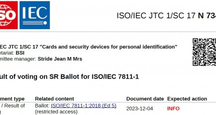 [특집-ISO/IEC JTC 1/SC 17 활동] 32. Result of voting on SR Ballot for ISO/IEC 7811-1(N 7342)…