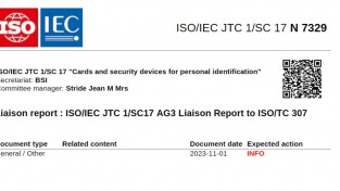 [특집-ISO/IEC JTC 1/SC 17 활동] 19. Liaison report : ISO/IEC JTC 1/SC17 AG3 Liaison Report to ISO/TC 307