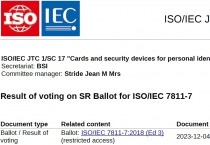 [특집-ISO/IEC JTC 1/SC 17 활동] 35. Result of voting on SR Ballot for ISO/IEC 7811-7(N 7345)