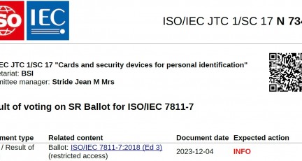 [특집-ISO/IEC JTC 1/SC 17 활동] 35. Result of voting on SR Ballot for ISO/IEC 7811-7(N 7345)…