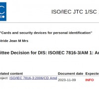 [특집-ISO/IEC JTC 1/SC 17 활동] 20. Form 08A Committee Decision for DIS: ISO/IEC 7816-3/AM 1: Additional voltage classes
